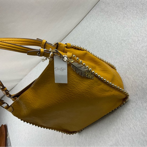 JESSICA SIMPSON CAMILE WOMEN’S BIG SHOULDER BAG COLOR: DANDELION WITH GOLD - Picture 4 of 16